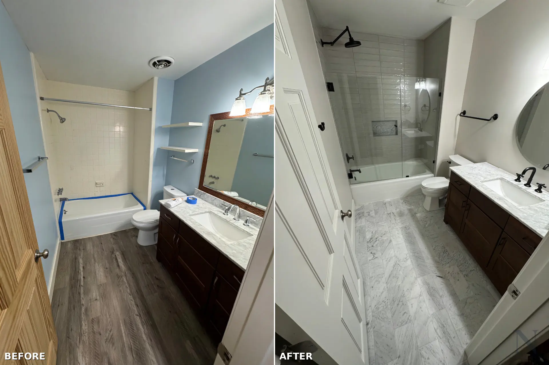 Full Bathroom Remodel — before and after