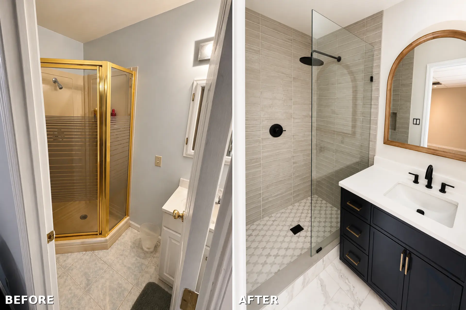 Basement Bathroom Transformation — before and after