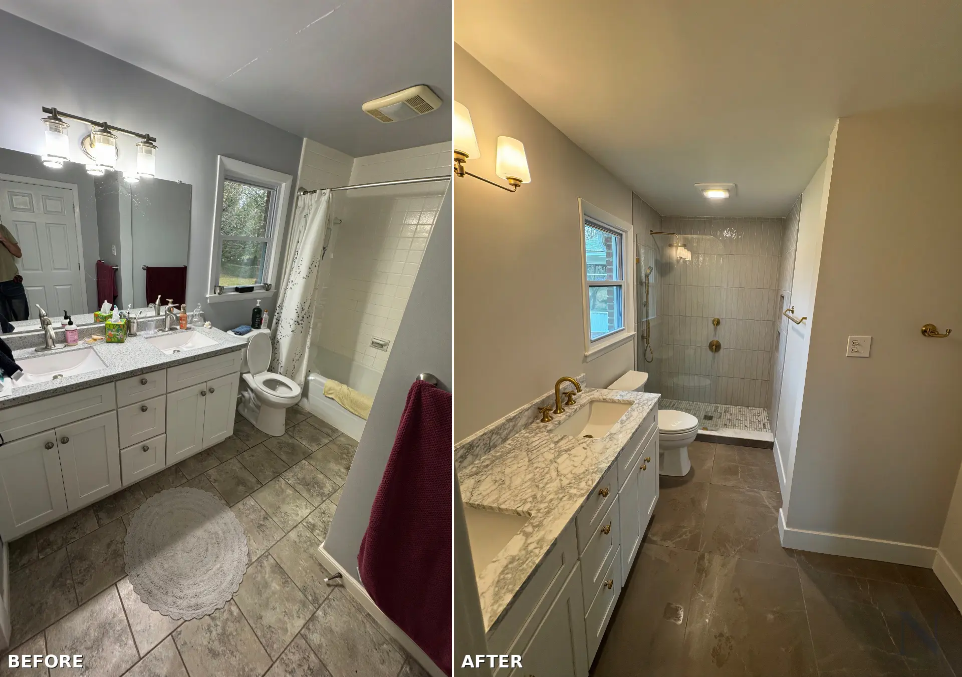 Primary Bathroom Renovation — before and after